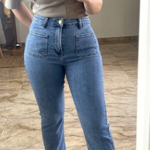 Pantalón Denim Flared Bolsillos